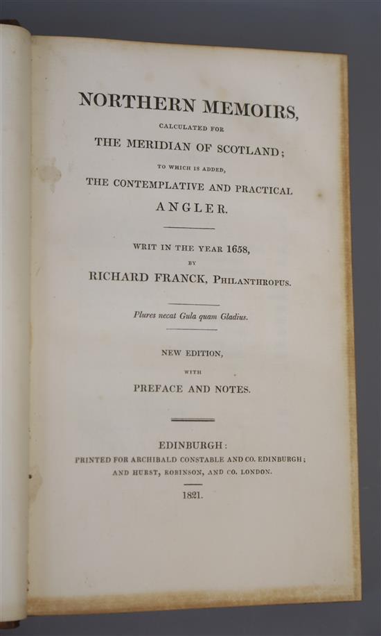 Franck, Richard Philanthropus - Northern Memoirs, one of 250, 8vo, calf, loss to head of spine, Archibald Constable & Co., Edinburgh 18